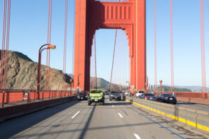 San Francisco Jeep tour crossing the Golden Gate Bridge