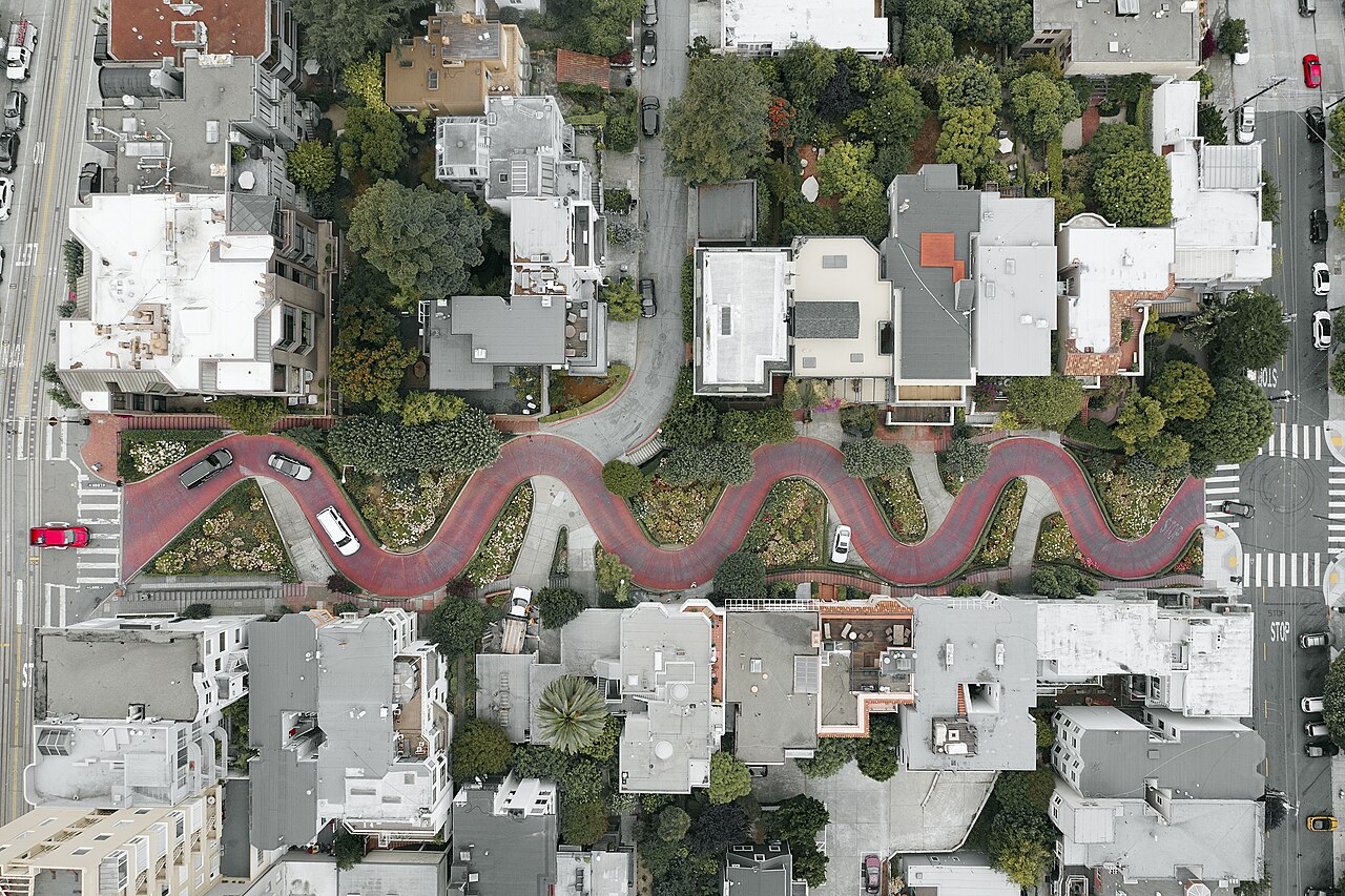 Lombard Street from overhead. the Crookedest Street