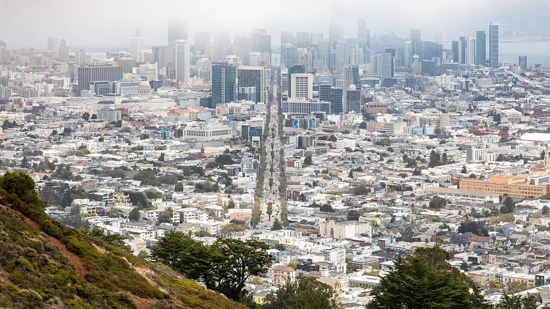 Sweeping daytime San Francisco panorama from Twin Peaks.