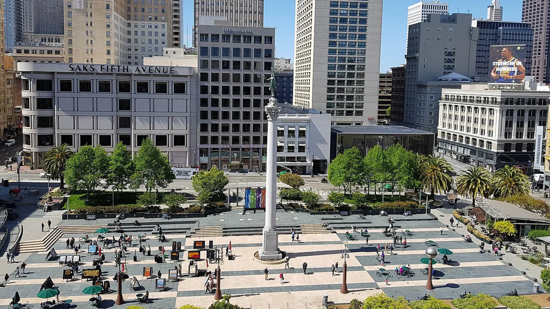 nion Square plaza and surrounding downtown buildings in San Francisco
